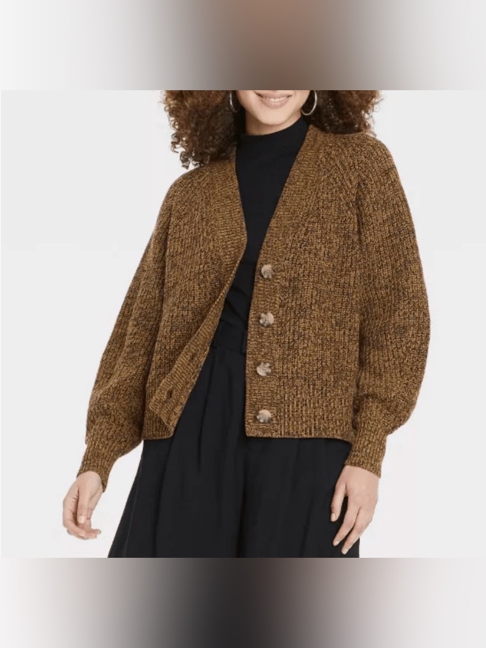 Cozy V-Neck Button-Front Brown Women’s Sweater Cardigan